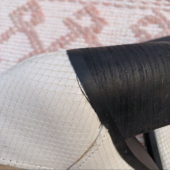 White and Black Steve Madden Petra Snake Skin Heeled Ankle Booties 8 - Picture 15 of 16